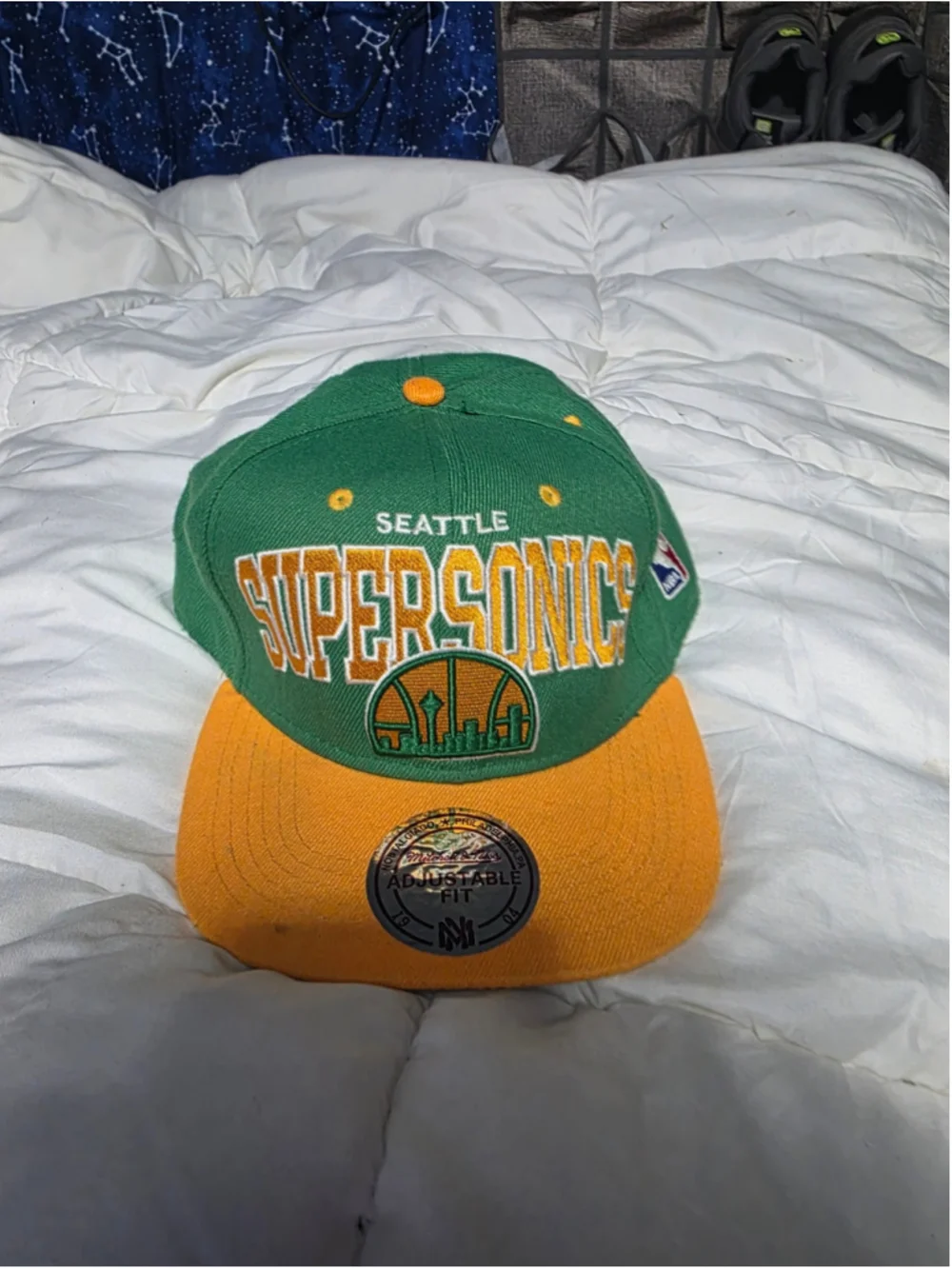 Men's Mitchell & Ness Seattle SuperSonics Hat One Size Green Yellow
